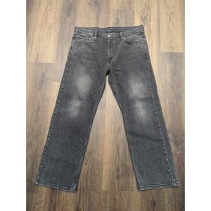Levis 569 Jeans Mens 36x30 Black Straight Leg High Rise Dark Wash Stretch Denim